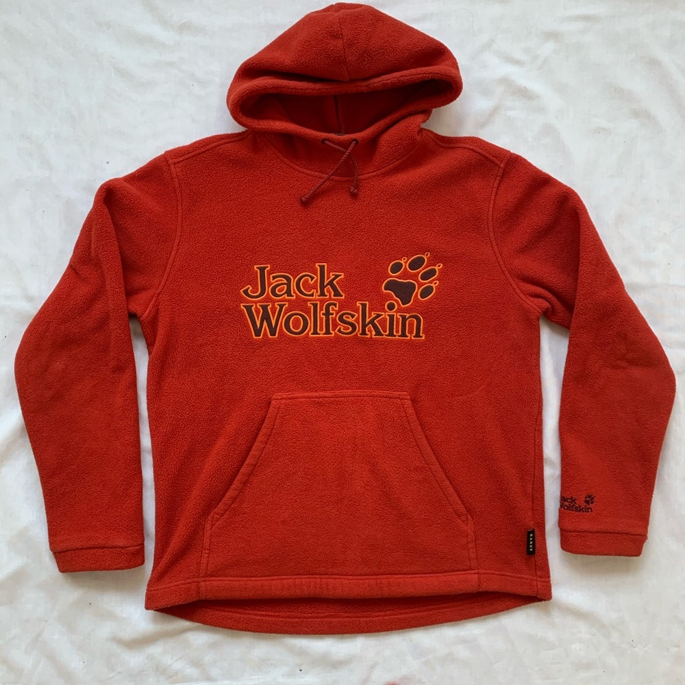 Jack Wolfskin fleece hoodie sweater small orange